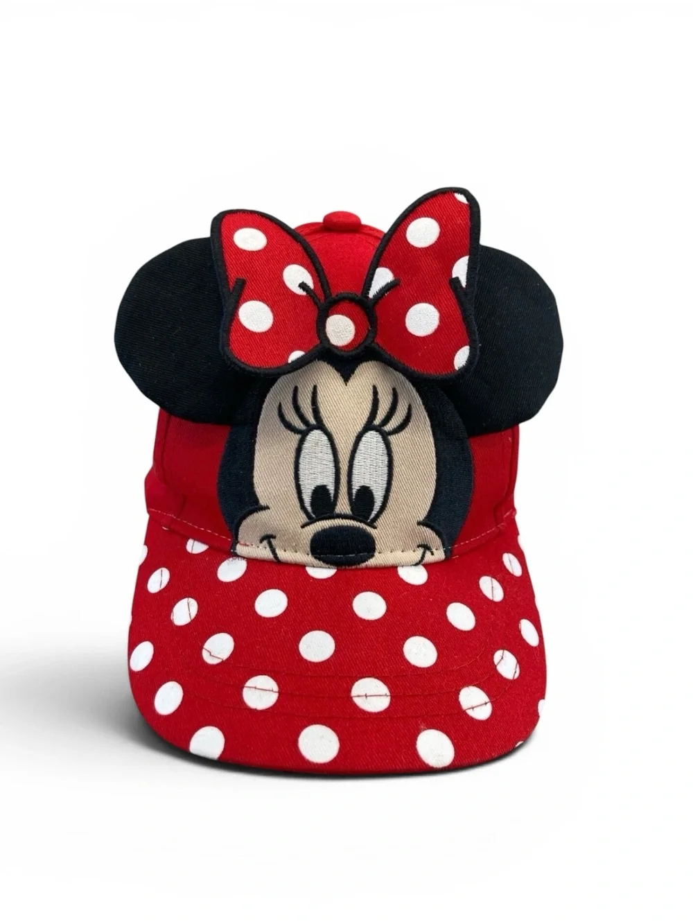 Minnie Mouse Disney Childs Hat Red with Polka Dots & Black Ears Adjustable